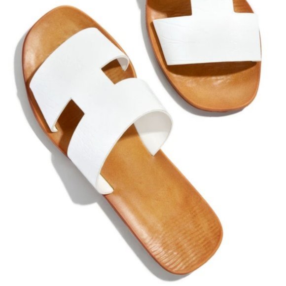 White Croc Embossed Slip On Sandal - Picture 4 of 4